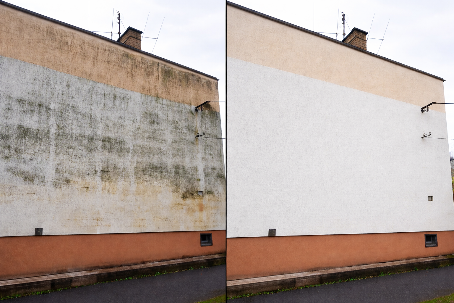 cistenie fasady pripravkom facade professional pred a po